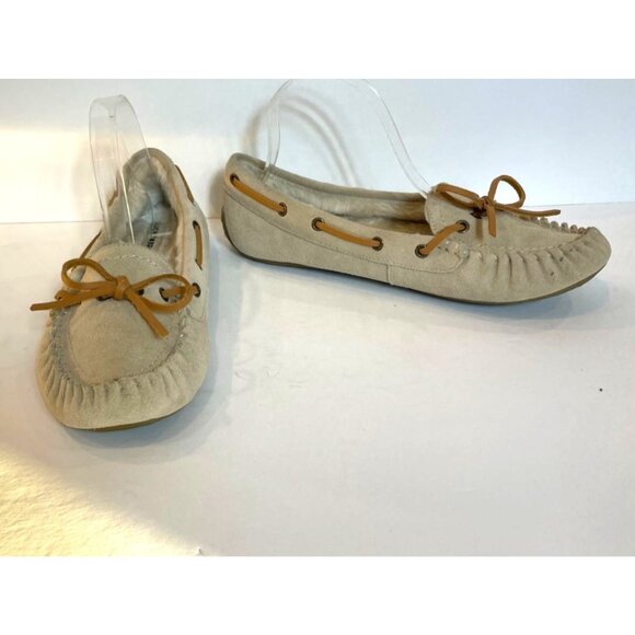 Lucky Brand Womens Fur Lined Beige Suede Moccasins Rubber Sole Size EU 40/US 10 - Picture 5 of 11